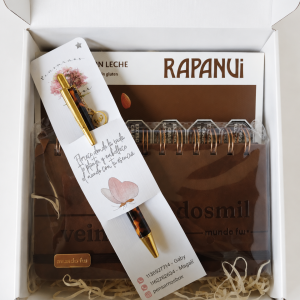 Box de Regalo para Graduación con agenda premium mundo fw boligrafo carey y chocolate rapanui