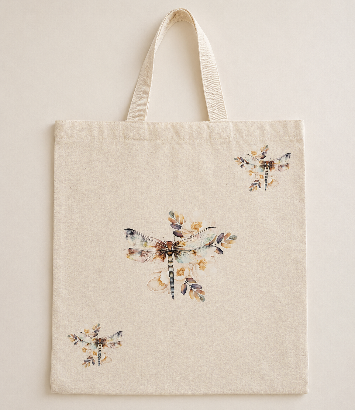 Bolsas Ecológicas de Lienzo de Algodón ilustradas con libelulas acuarela