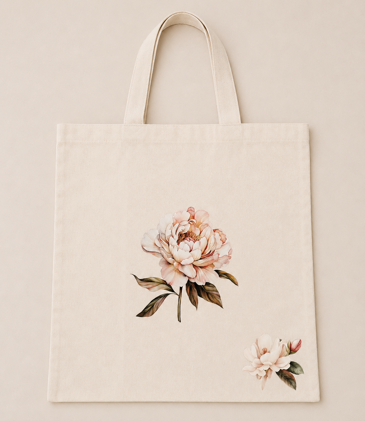 Bolsas de Lienzo de Algodón estampa de peonias rosa viejo romanticas