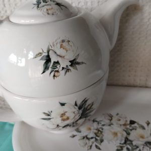 set tea for one (té para uno) flores blancas