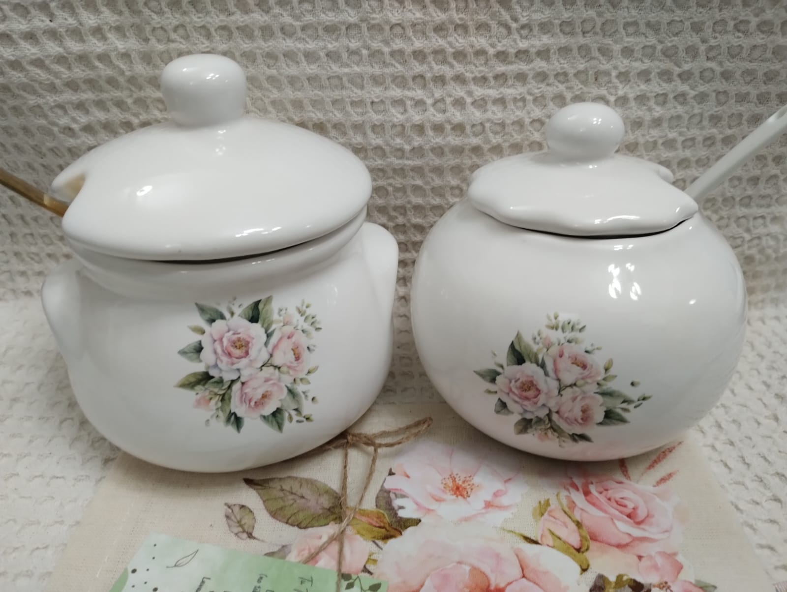Set de Mate de Cerámica Completo yerbera y azucarera de loza con tapa